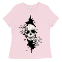 Bubblegum Pink skull in the wall file Ladies Tee - MaliasSmallBusiness