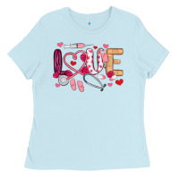 Baby Blue love nurse valentines day Ladies Tee - MaliasSmallBusiness