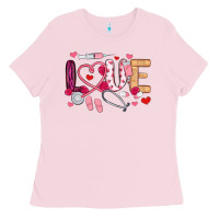 Bubblegum Pink love nurse valentines day Ladies Tee - MaliasSmallBusiness