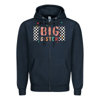 Navy promoted to big sister Zipper Hoodie - MaliasSmallBusiness