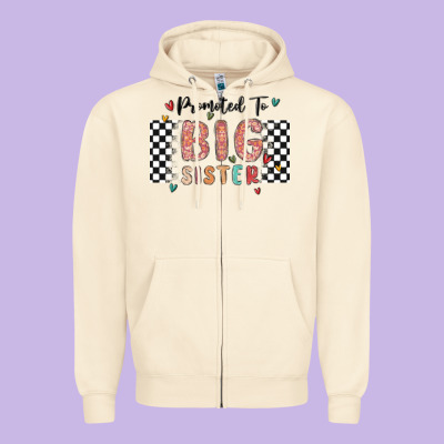 Promoted To Big Sister Zipper Hoodie Designed By Maliassmallbusiness
