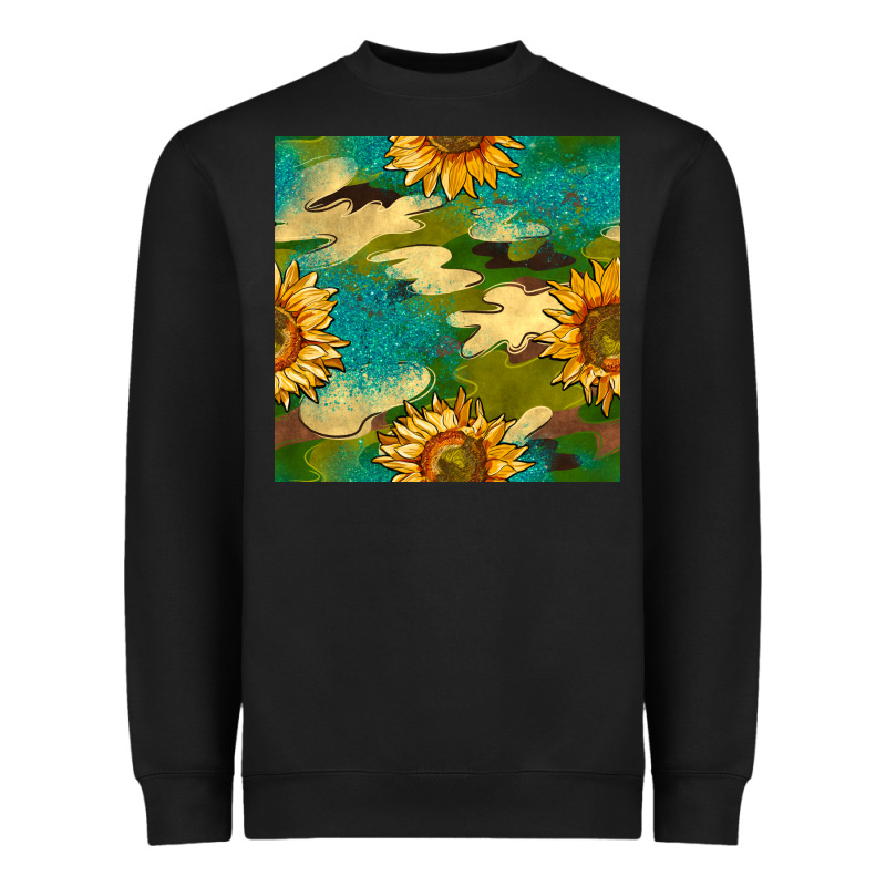 Camouflage Turquoise Glitter Sunflowers Seamless Pattern Heavyweight Sweatshirt by BundleAndBundleShop | Teevron