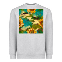 Heather Grey camouflage turquoise glitter sunflowers seamless pattern Heavyweight Sweatshirt - BundleAndBundleShop
