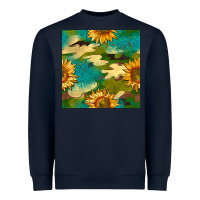 Navy camouflage turquoise glitter sunflowers seamless pattern Heavyweight Sweatshirt - BundleAndBundleShop