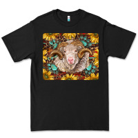 Black merino ram with sunflowers and gemstone mousepad Premium Tee - BarkalooDesign