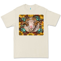 Bone merino ram with sunflowers and gemstone mousepad Premium Tee - BarkalooDesign
