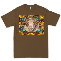 Cacao merino ram with sunflowers and gemstone mousepad Premium Tee - BarkalooDesign