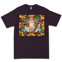 Plum merino ram with sunflowers and gemstone mousepad Premium Tee - BarkalooDesign