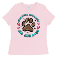 Bubblegum Pink just a girl who loves all her dogs Ladies Tee - MaliasSmallBusiness