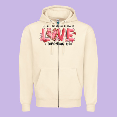 Let All That You Do Be Done In Love 1 Corinthıans Zipper Hoodie Designed By Maliassmallbusiness