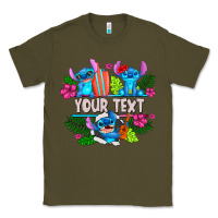 Army Green Your Text Stich Classic Tee - CowhideDigitalArt