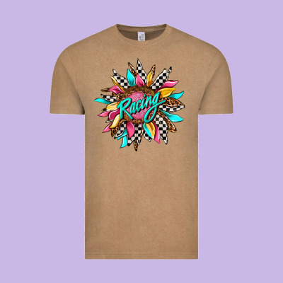 Racing Sunflower Front Vintage Tee Designed By Adodesignshop