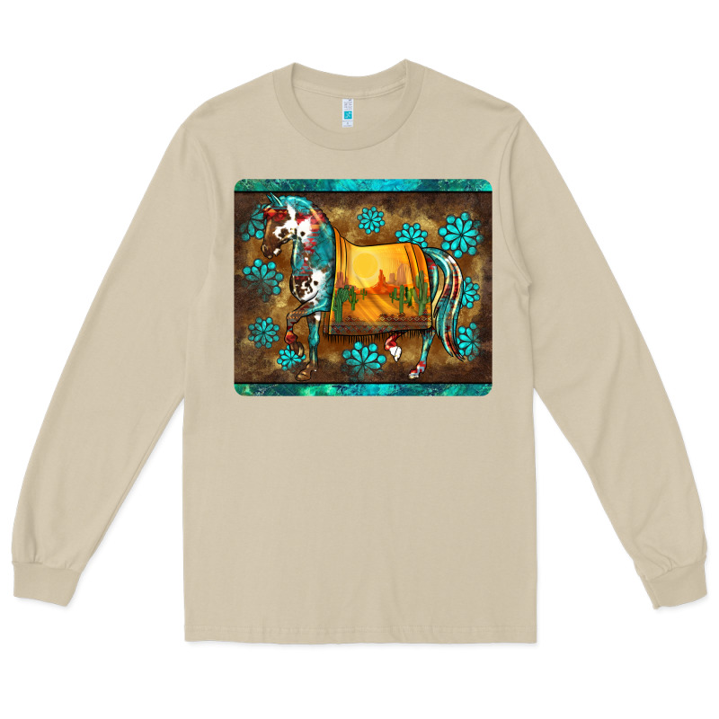 Western Horse Sunset Turquoise's Gemstones Mousepad Long Sleeve Tee by BarkalooDesign | Teevron