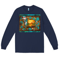 Navy western horse sunset turquoise's gemstones mousepad Long Sleeve Tee - BarkalooDesign