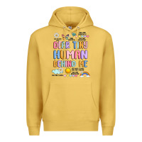 Antique Gold dear tiny human behind me Premium Hoodie - JahusDesignShop