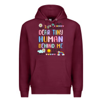 Burgundy dear tiny human behind me Premium Hoodie - JahusDesignShop