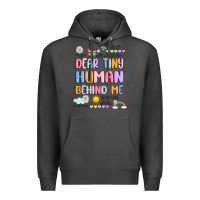 Charcoal Heather dear tiny human behind me Premium Hoodie - JahusDesignShop