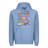 Colony Blue dear tiny human behind me Premium Hoodie - JahusDesignShop