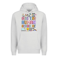 Dove Grey dear tiny human behind me Premium Hoodie - JahusDesignShop