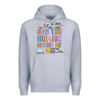 Heather Grey dear tiny human behind me Premium Hoodie - JahusDesignShop
