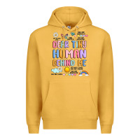 Mustard dear tiny human behind me Premium Hoodie - JahusDesignShop