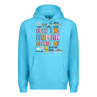 Ocean Blue dear tiny human behind me Premium Hoodie - JahusDesignShop