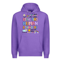 Purple dear tiny human behind me Premium Hoodie - JahusDesignShop