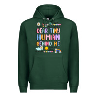 Sports Green dear tiny human behind me Premium Hoodie - JahusDesignShop