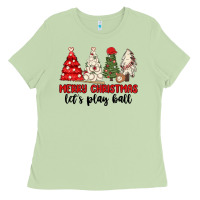 Matcha merry christmas let s play ball baseball Ladies Tee - MaliasSmallBusiness