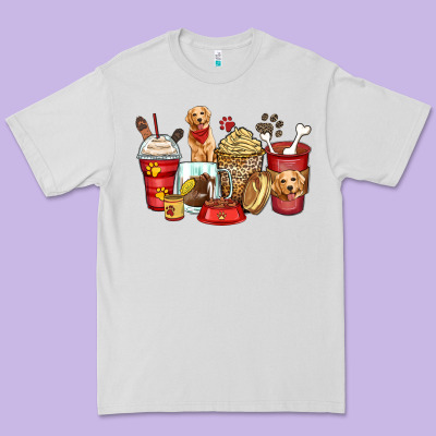 Golden Retriever Coffee Cups Premium Tee Designed By Zillion Design Studio