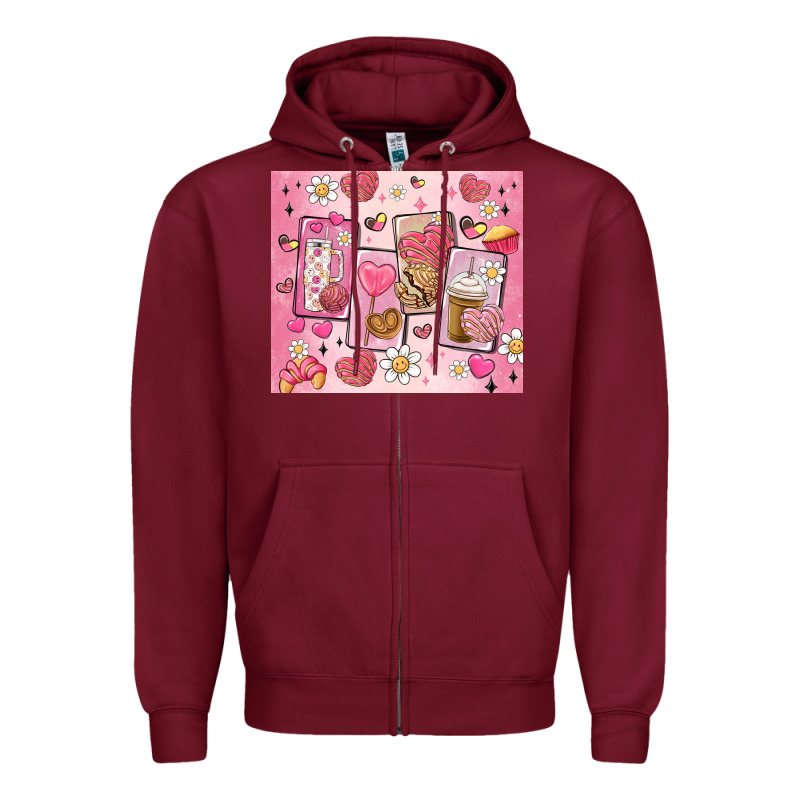 Cafecito Y Chisme Valentine's Day Zipper Hoodie by MaliasSmallBusiness | Teevron