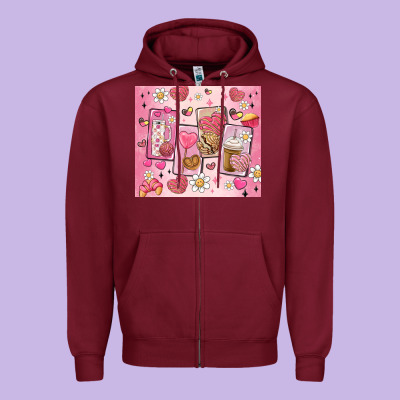 Cafecito Y Chisme Valentine's Day Zipper Hoodie Designed By Maliassmallbusiness
