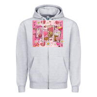 Heather Grey cafecito y chisme valentine's day Zipper Hoodie - MaliasSmallBusiness