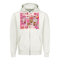 Oatmeal Heather cafecito y chisme valentine's day Zipper Hoodie - MaliasSmallBusiness