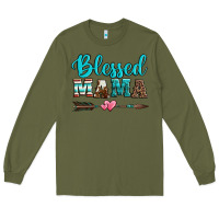 Army Green blessed mama serape cowhide turquoise Long Sleeve Tee - Jasminsmagicworld