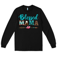 Black blessed mama serape cowhide turquoise Long Sleeve Tee - Jasminsmagicworld
