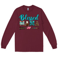 Burgundy blessed mama serape cowhide turquoise Long Sleeve Tee - Jasminsmagicworld