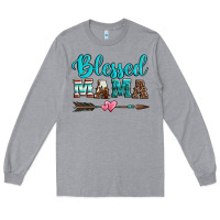 Heather Grey blessed mama serape cowhide turquoise Long Sleeve Tee - Jasminsmagicworld