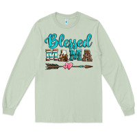 Matcha blessed mama serape cowhide turquoise Long Sleeve Tee - Jasminsmagicworld
