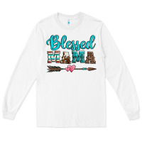 White blessed mama serape cowhide turquoise Long Sleeve Tee - Jasminsmagicworld