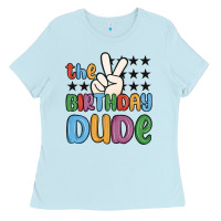 Baby Blue the birthday dude Ladies Tee - MaliasSmallBusiness