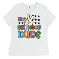 White the birthday dude Ladies Tee - MaliasSmallBusiness
