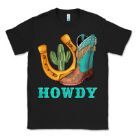 Black howdy turquoise cowboy boots horseshoe Classic Tee - AdoDesignShop