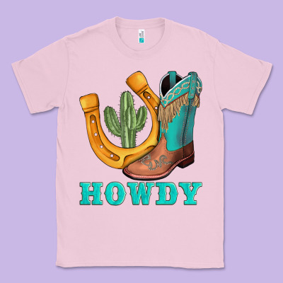 Howdy Turquoise Cowboy Boots Horseshoe Classic Tee Designed By Adodesignshop