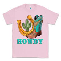 Bubblegum Pink howdy turquoise cowboy boots horseshoe Classic Tee - AdoDesignShop
