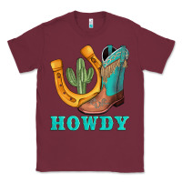 Burgundy howdy turquoise cowboy boots horseshoe Classic Tee - AdoDesignShop