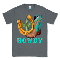 Charcoal Heather howdy turquoise cowboy boots horseshoe Classic Tee - AdoDesignShop