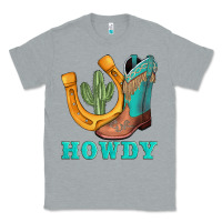 Heather Grey howdy turquoise cowboy boots horseshoe Classic Tee - AdoDesignShop