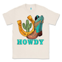 Natural howdy turquoise cowboy boots horseshoe Classic Tee - AdoDesignShop