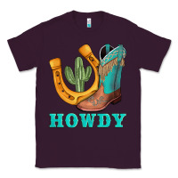 Plum howdy turquoise cowboy boots horseshoe Classic Tee - AdoDesignShop